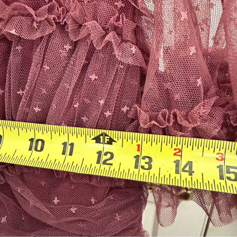 Ivy city co Elegant Mauve Tiered Midi Dress with Sheer Sleeves - Picture 5 of 13